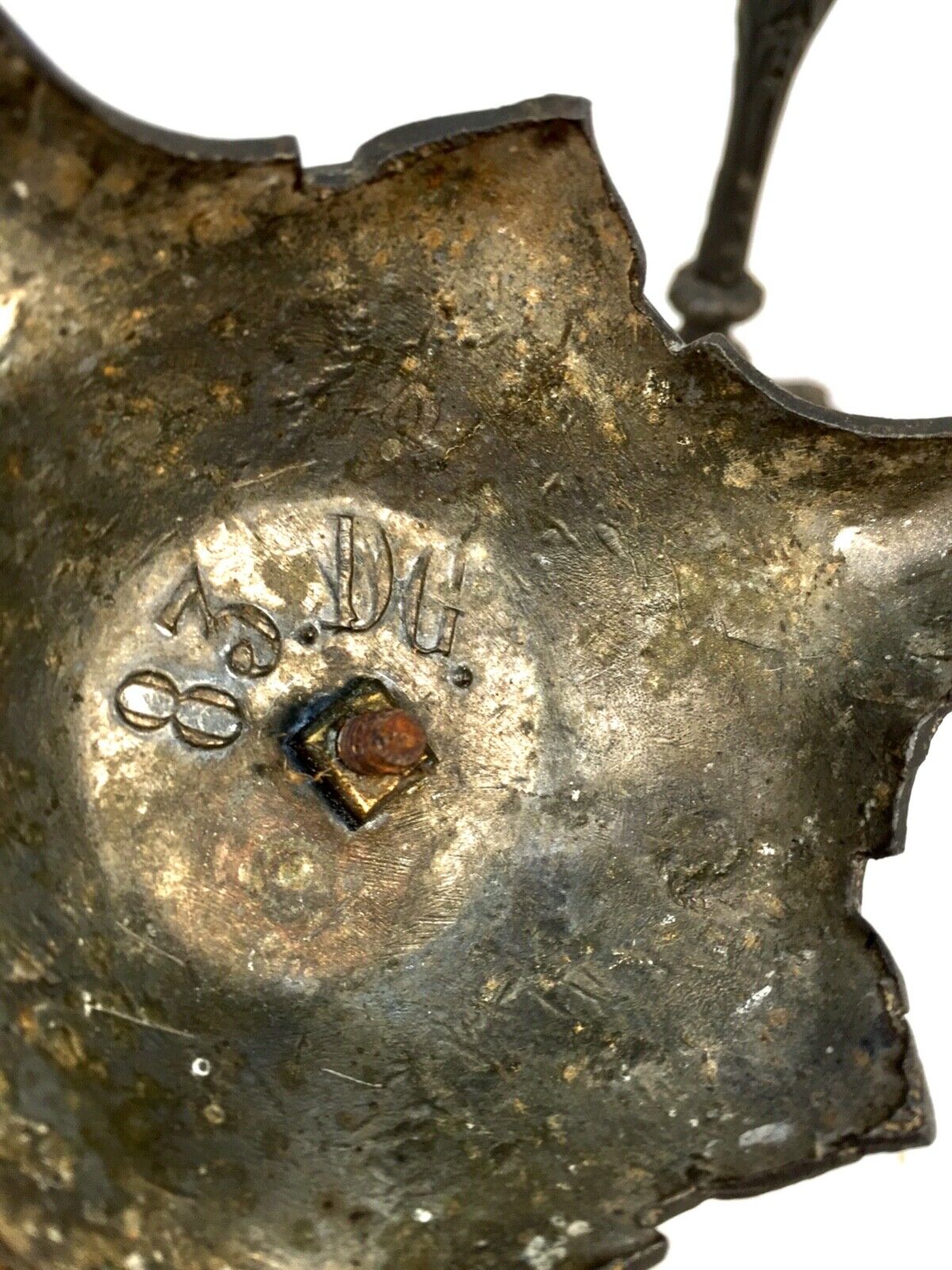 Antique Pair Of Cast Metal & Brass Candle Stick Holders / Vintage / 20th Century