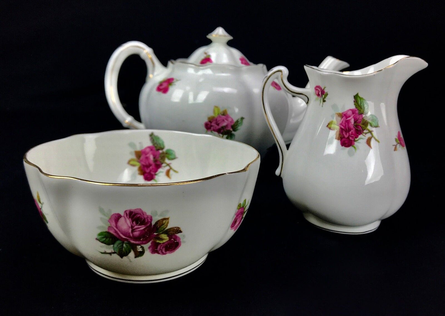 Victorian China Tea Set By Waring And Gillow London / Rose Bud / Tea Pot RARE