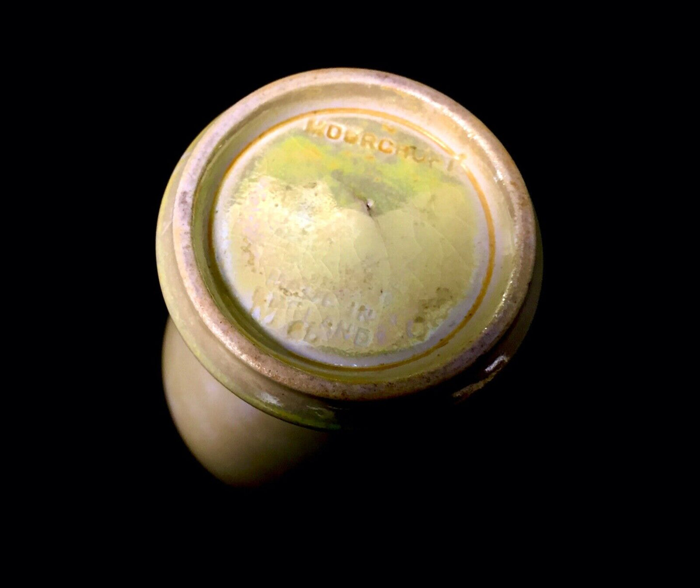 Antique Moorcroft Pottery - Yellow Lustre Glazed Miniature Vase c.1920 Art Deco