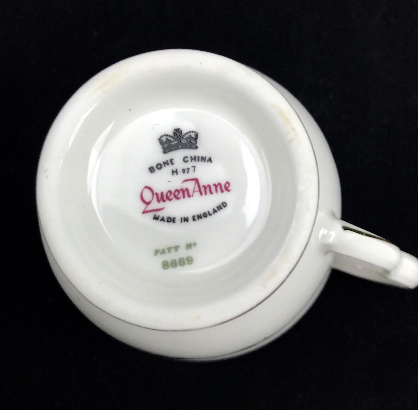 Queen Anne China Tea Set For 6 / 21 Piece / Pattern 8669 Green Floral / Trio