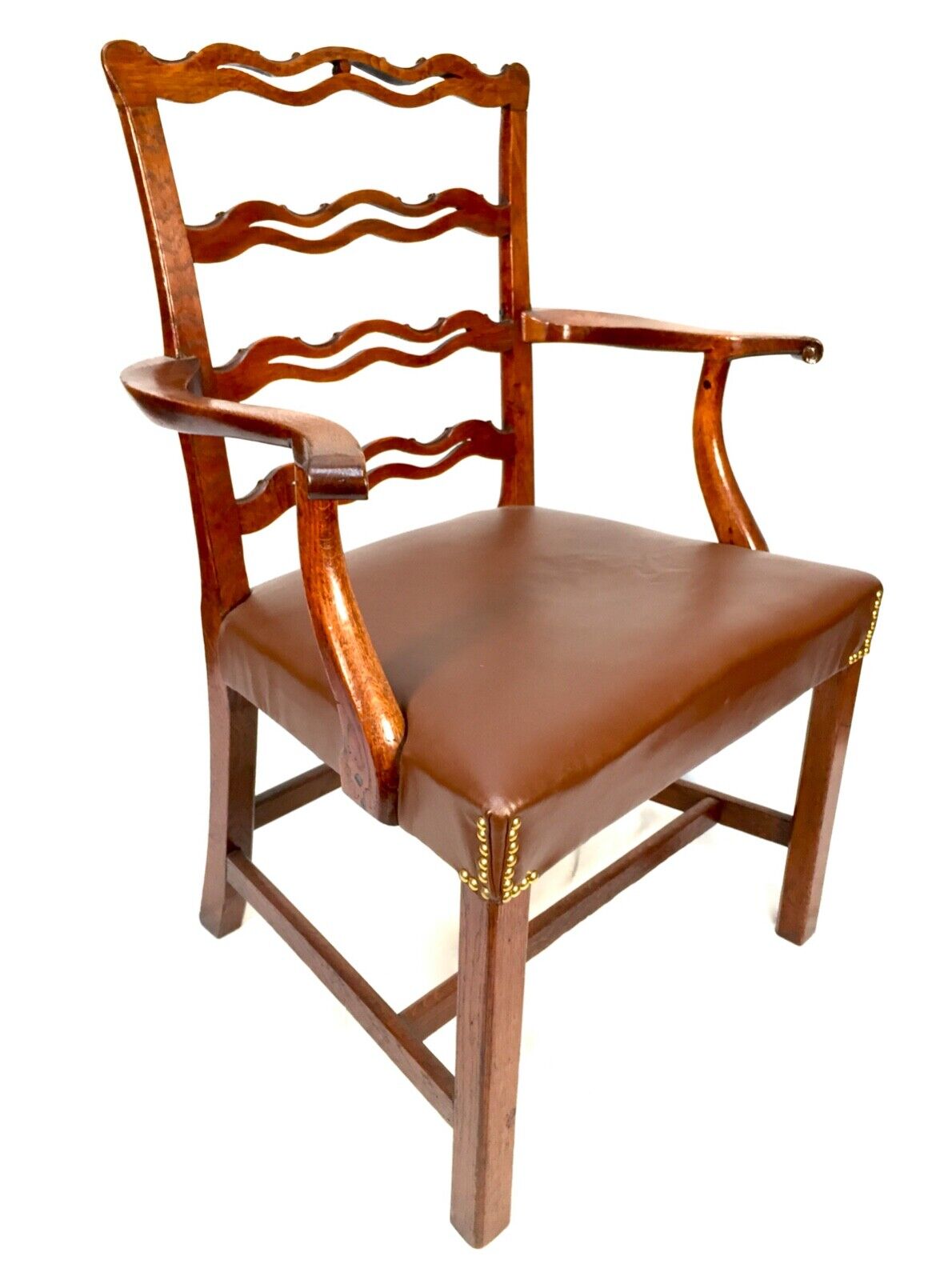 Antique 1920s Solid Oak Office Desk Chair Library High Quality Upholstered Seat.