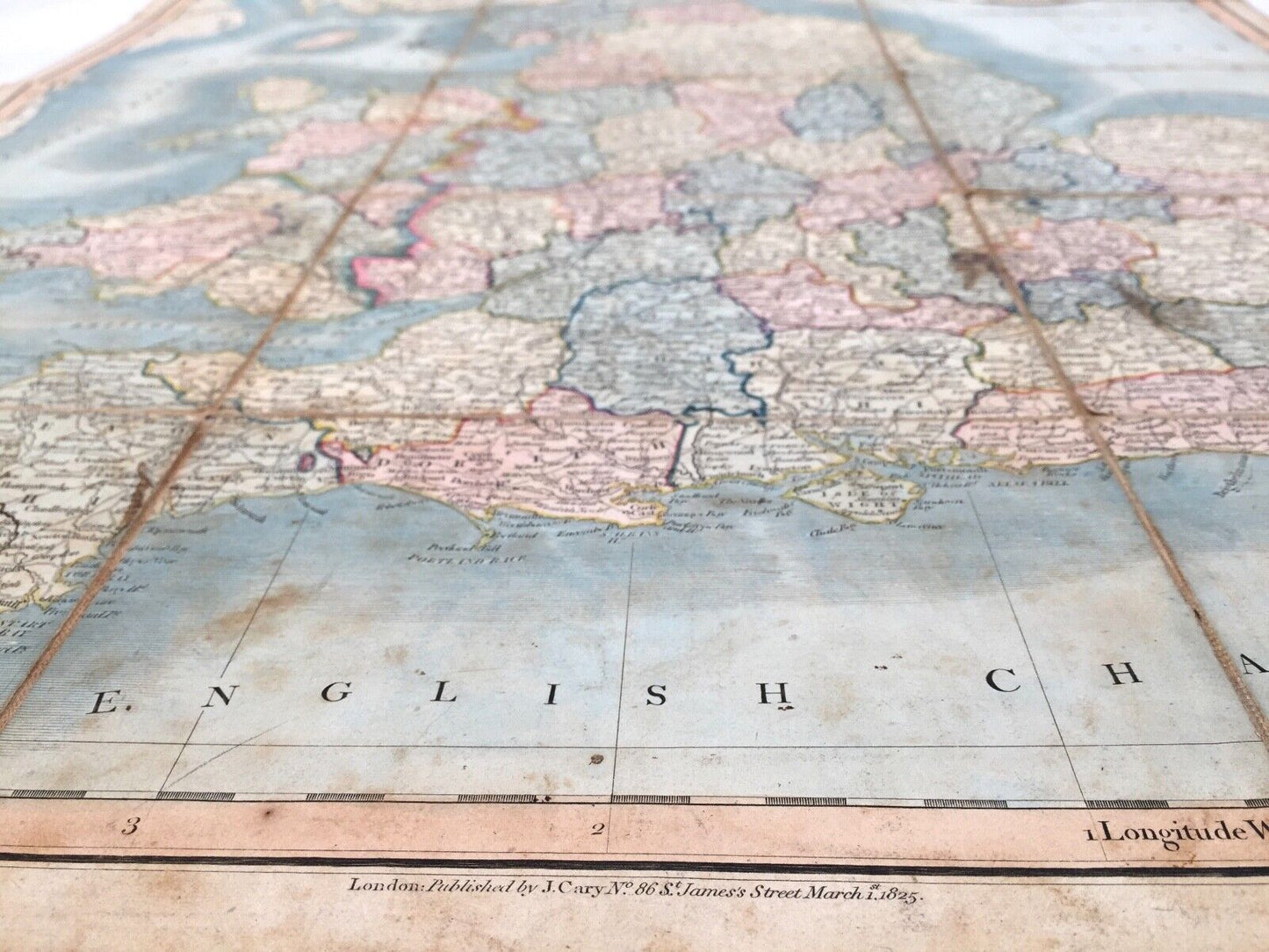 A New Map of England From The Latest Authorities By John Cary / Antique 1825