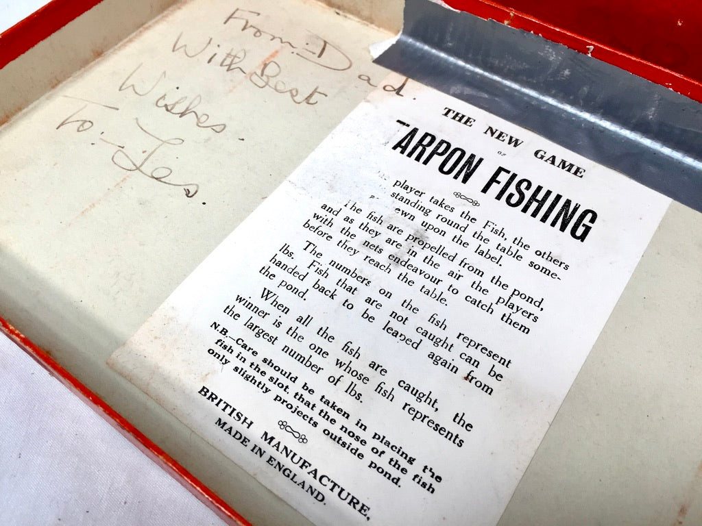 Antique Tabletop Victorian Tarpon Fishing Parlour Game in Original Box / c.1895