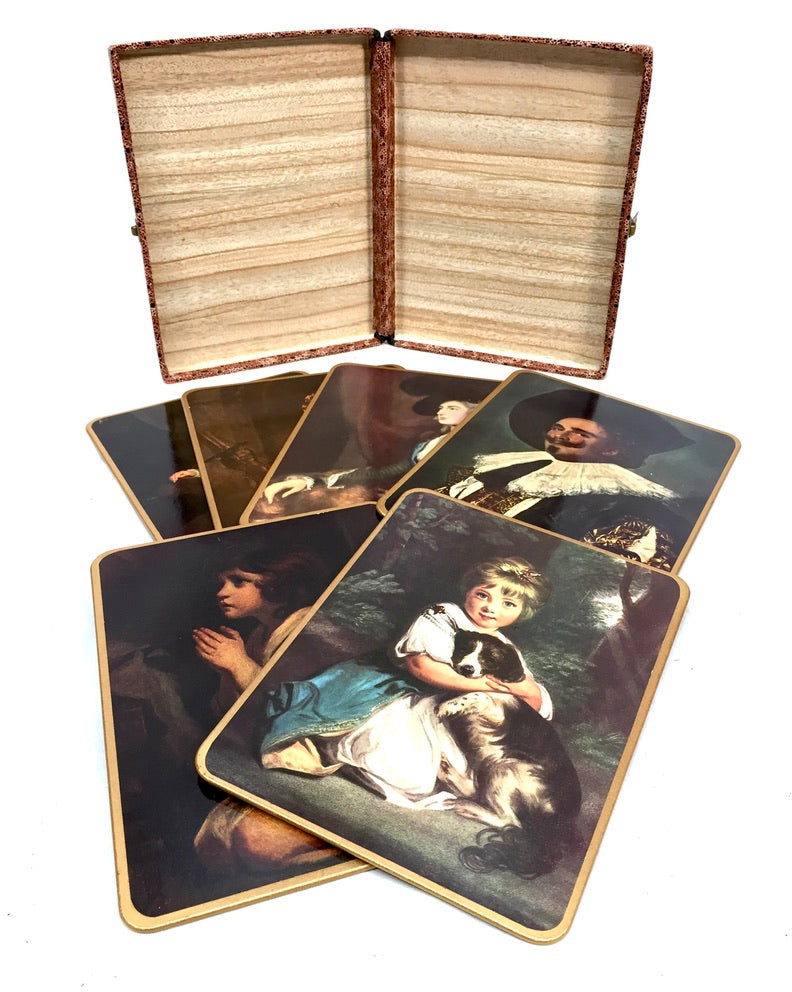 Vintage 1960s Complete Set of Win-El-Ware Table Mats Old Master Paintings In Box