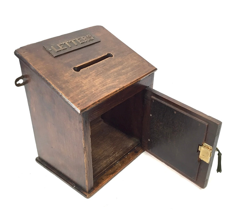 Antique Victorian Country House Wooden Letter / Post Box / Stationery c.1900