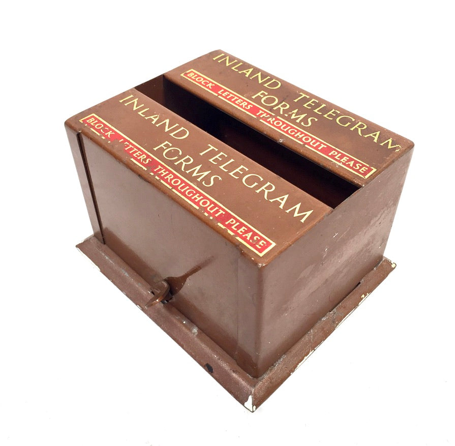 Antique Mid 20th Century Metal Inland Telegram Forms Dispenser Dated 1962