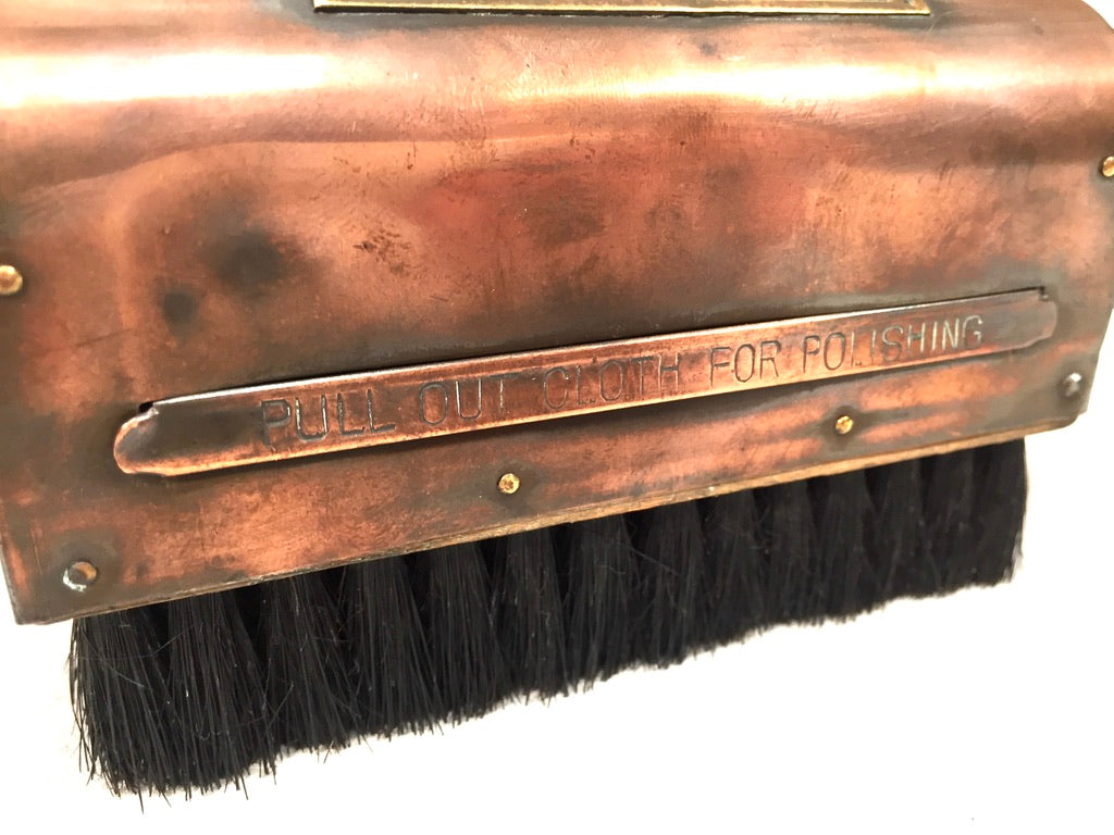Antique Advertising - Copper The Truine Brush Brighton Shoe Shine Brush & Cloth