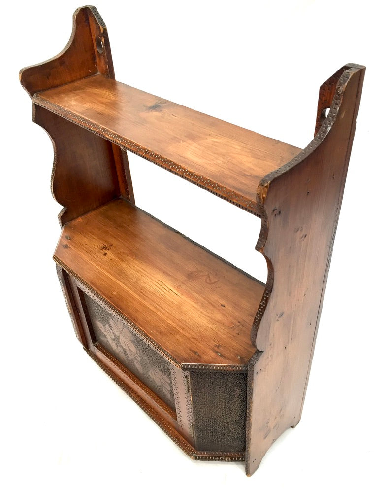 Antique Wooden Poker Work Wall Hanging / Tabletop Shelf / Cabinet / Box