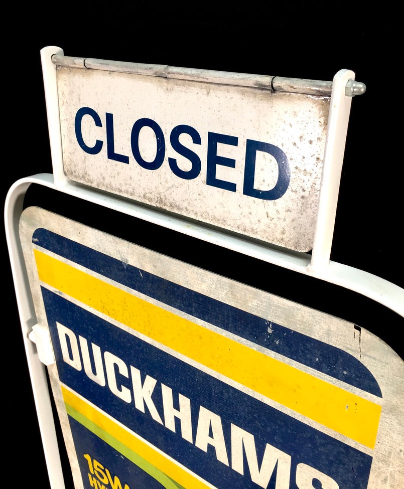 Antique Advertising - Vintage Duckhams Double Sided Garage Forecourt Swing Sign