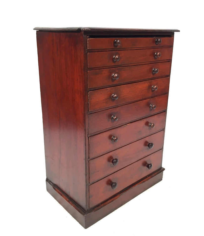 Antique Wooden Large Tabletop Collectors Cabinet Specimen Chest of Drawers c1900