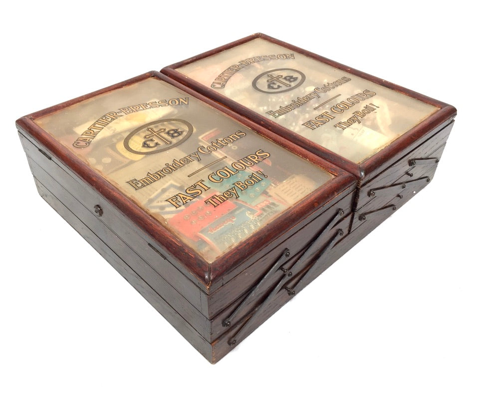 Antique Haberdashery Shop Display Cartier Bresson Cotton Cantilever Sewing Box