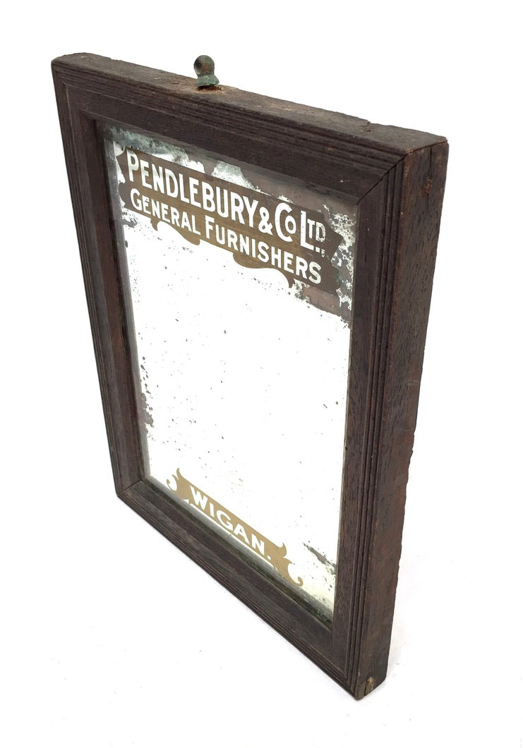 Antique Advertising - Mirror for Pendlebury & Co. Furnishers Wigan / Sign c.1900