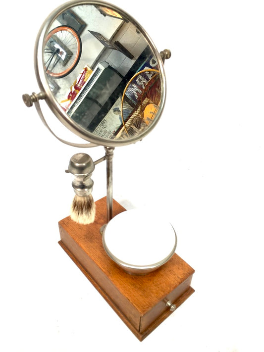 Antique Edwardian Gentleman's Shaving Stand Mirror / Brush &amp; Shaving Bowl c.1910