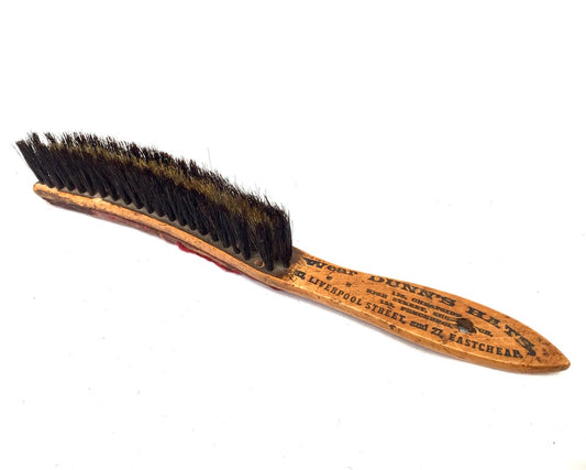 Antique Advertising - Victorian Wooden Promotional Hat Brush "Wear Dunn's Hats"