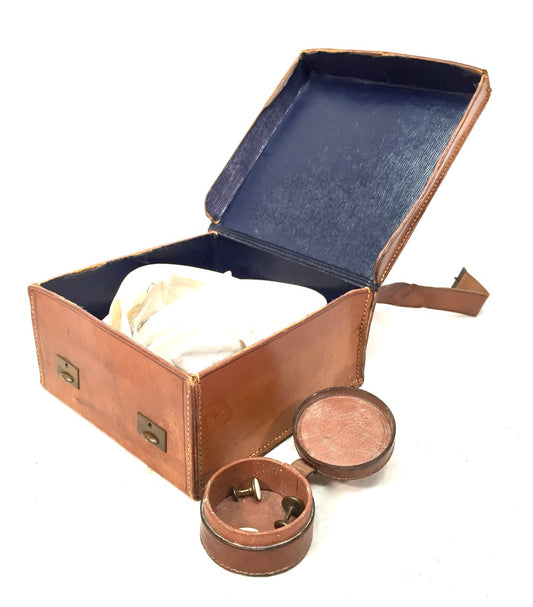 Antique Gentlemen's Leather Bound Collar Box and Stud Box with Contents c.1920