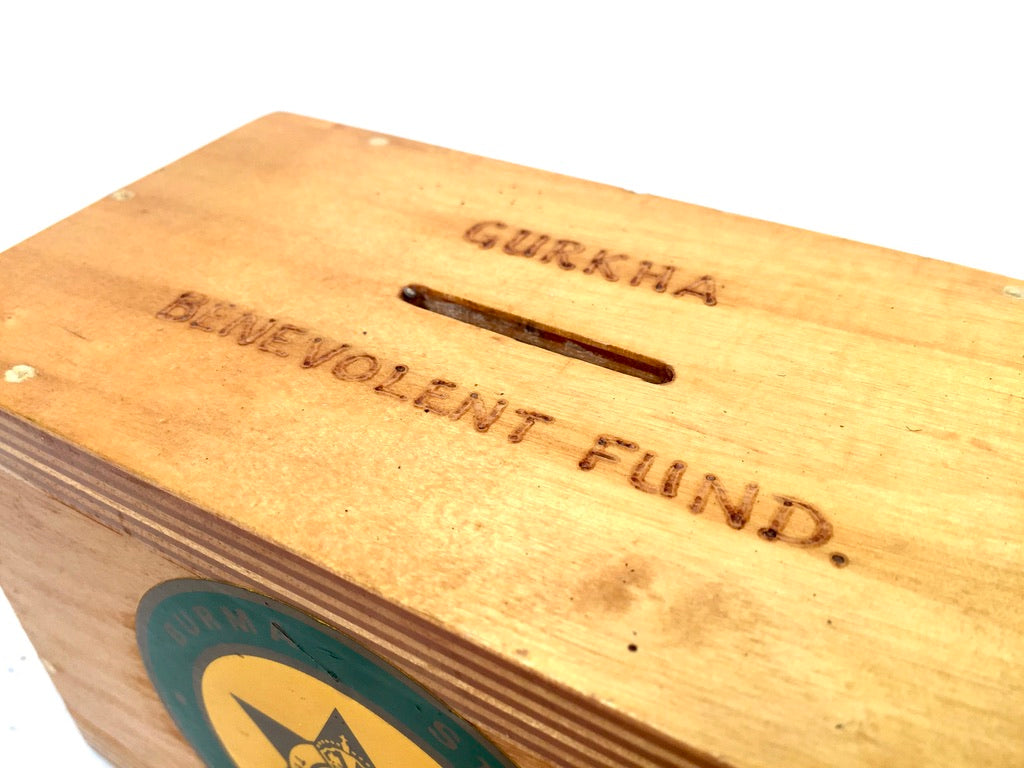 Vintage Wooden Burma Star Association Box Gurkha Collection Offering Box c.1990