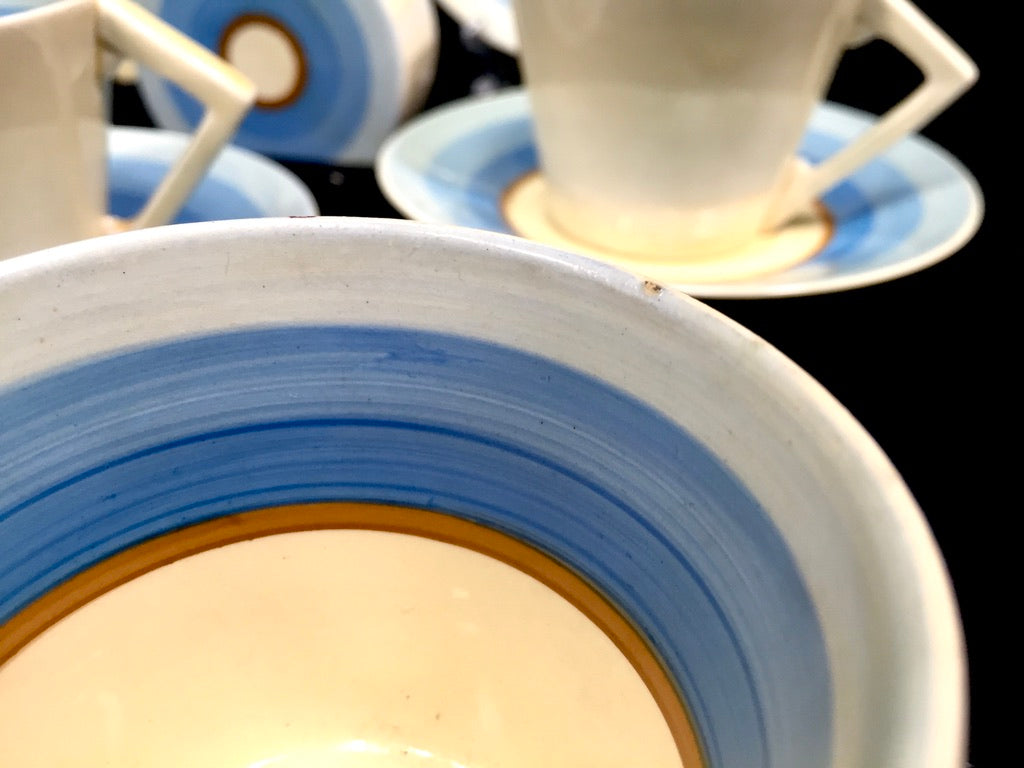 Clarice Cliff - Bonjour Shape Coffee / Tea Set / Art Deco Pottery / Antique