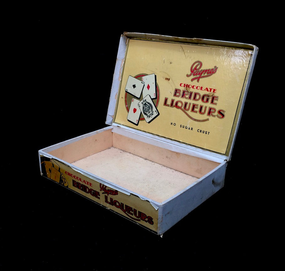 Antique Advertising - Paynes Chocolate Bridge Liqueurs Box / Vintage Mid Century