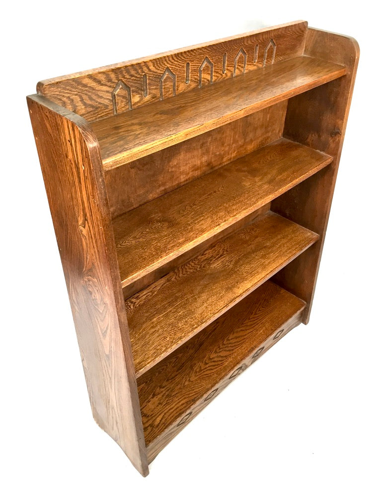 Antique Wooden Oak Bookcase / Book Shelf Display Rack Freestanding / Vintage