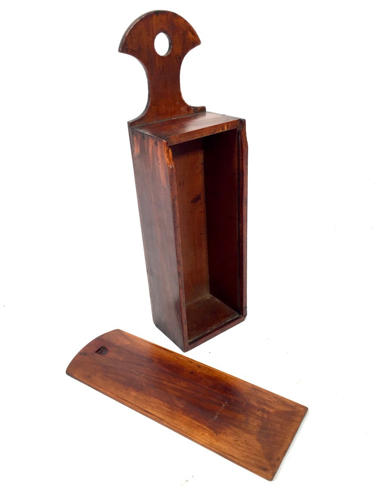 Antique Gothic Revival Wooden Candle Box / c.1900 Wall Hanging / Tabletop