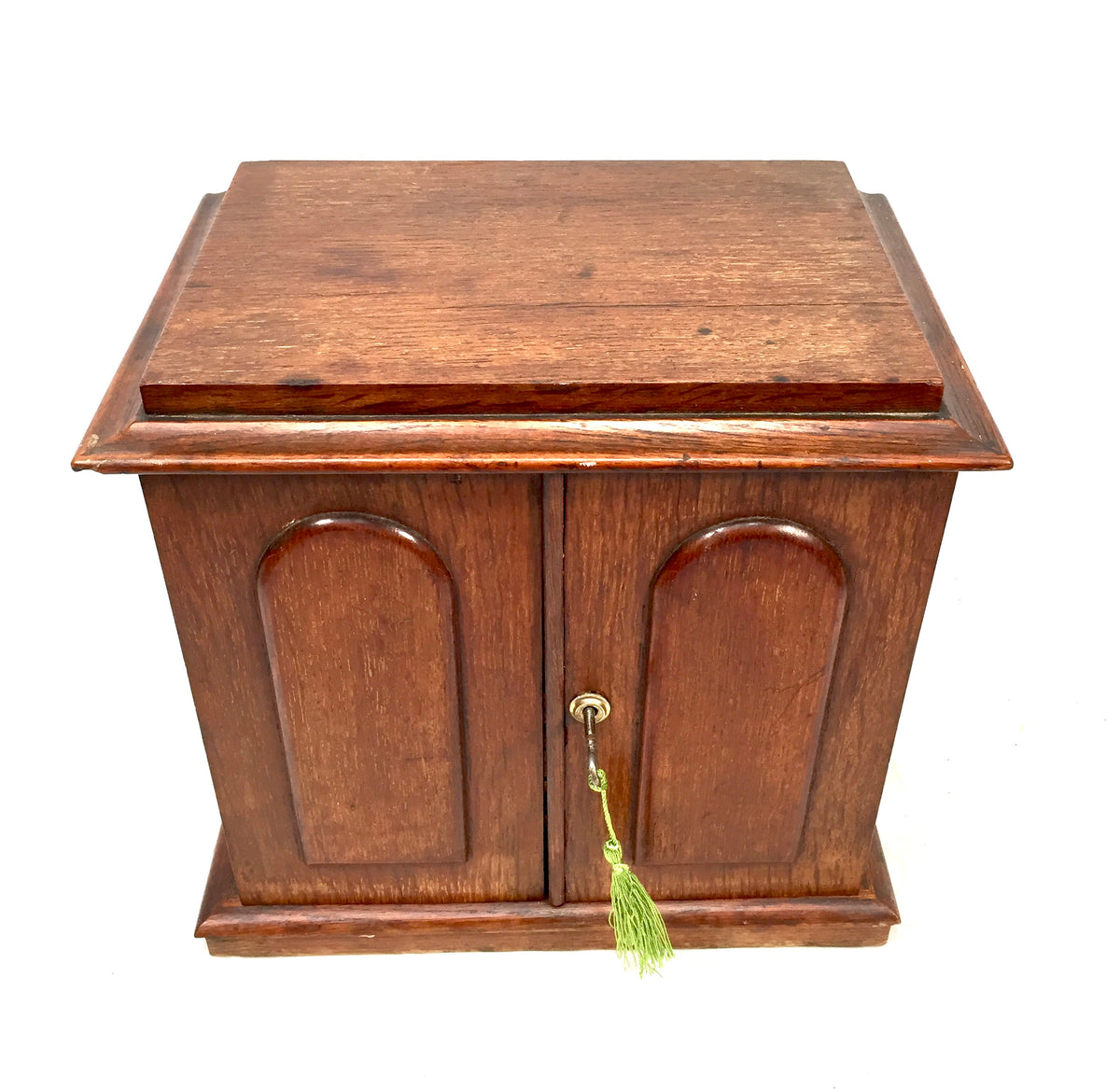 Antique Victorian Oak Wood Humidor Chest of Drawers / Collectors Cabinet Box Key