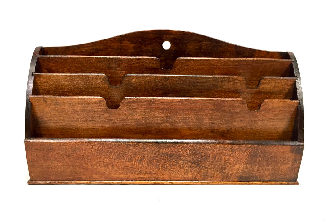 Vintage 1950s "Veteran Series" Wooden Oak Desktop Letter Rack Stationery Holder