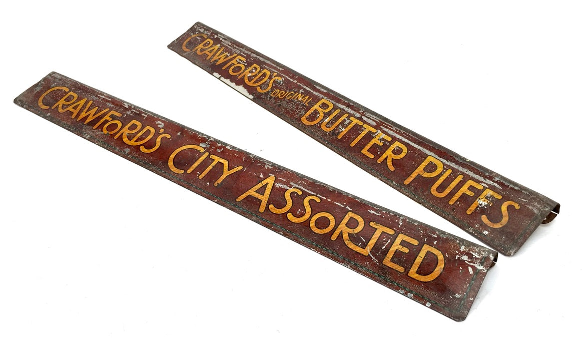 Antique Advertising Crawford & Sons Biscuits Tin Lithograph Shop Shelf Signs
