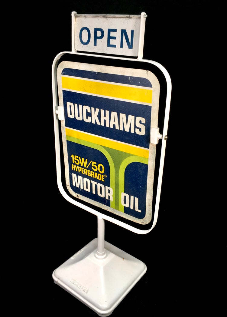 Antique Advertising - Vintage Duckhams Double Sided Garage Forecourt Swing Sign