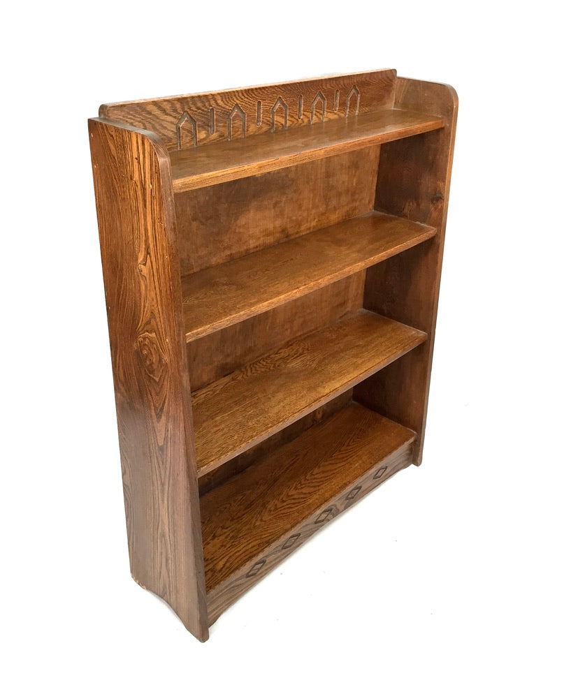 Antique Wooden Oak Bookcase / Book Shelf Display Rack Freestanding / Vintage