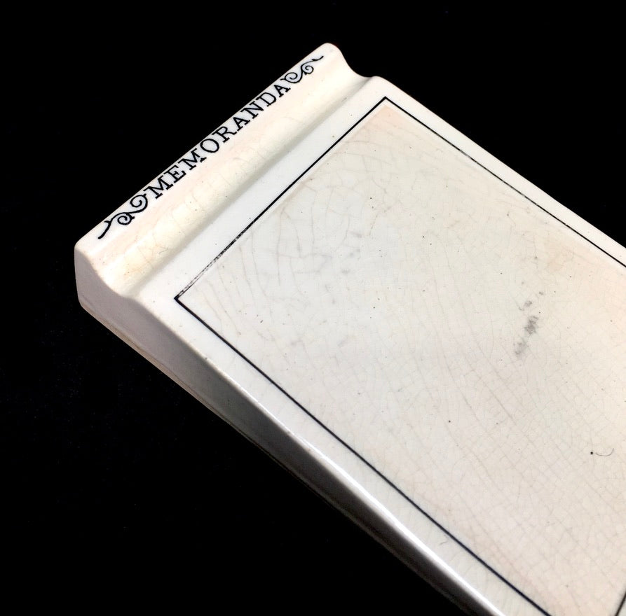 Antique Victorian Ceramic Memoranda Pad / Stationery Memo Notepad c.1880