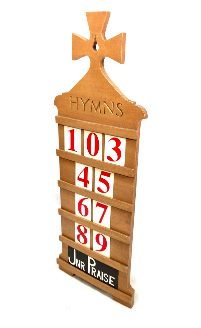 Vintage Large Wooden Church Used Hymn Board & Numbers Mid 20th Century c1950