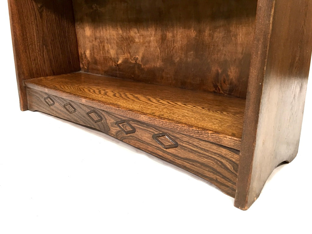 Antique Wooden Oak Bookcase / Book Shelf Display Rack Freestanding / Vintage