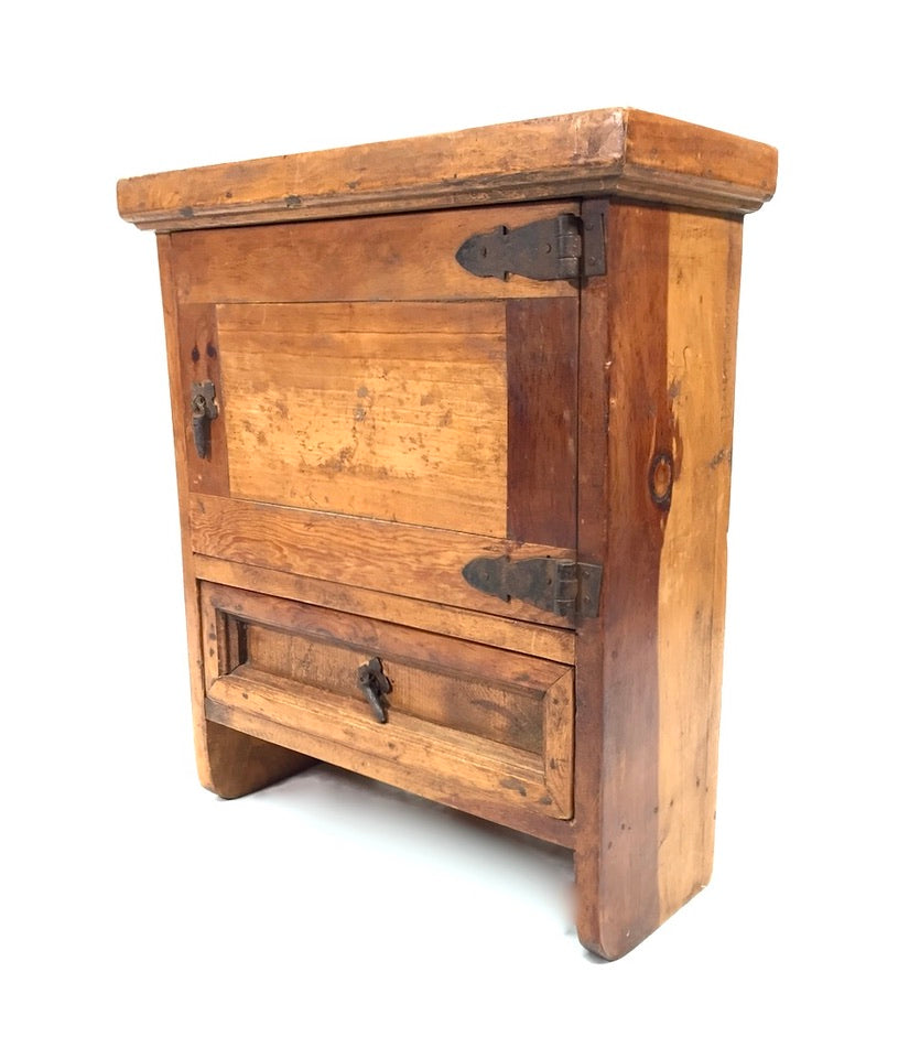 Vintage Wooden Tabletop Cupboard / Wall Hanging Storage Cabinet Box / Antique