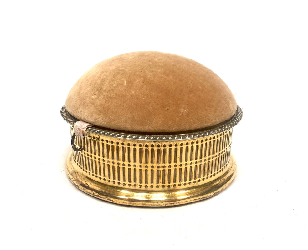 Antique Edwardian Ladies Brass Pin Cushion and Sewing Box / Trinket / Jewellery
