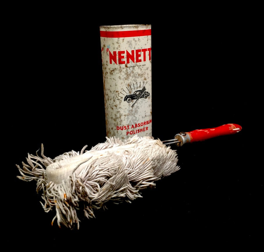 Antique Advertising - Nenette Metal Tin & O-Cedar Car Polishing Duster c.1950
