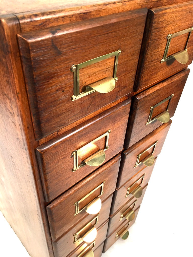 Antique 20th Century Large Wooden Index Card Drawer Unit Storage Cabinet c.1930