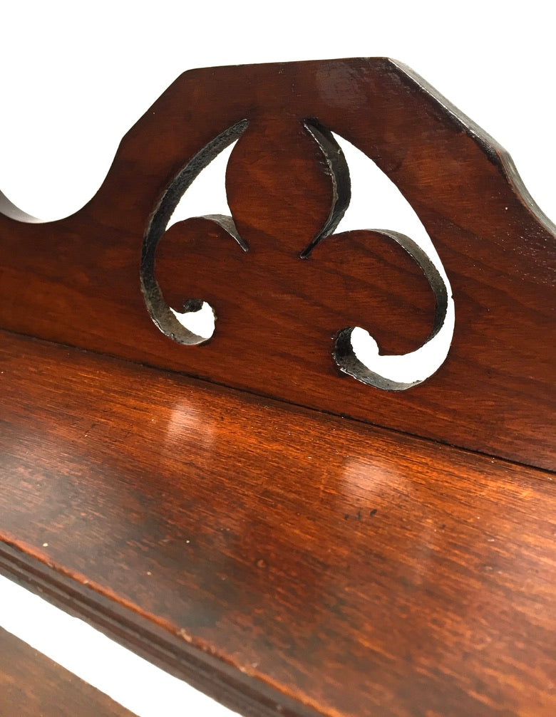 Antique Wooden Hand Carved Arts & Crafts Wall Hanging Peg Display Shelf & c1930s