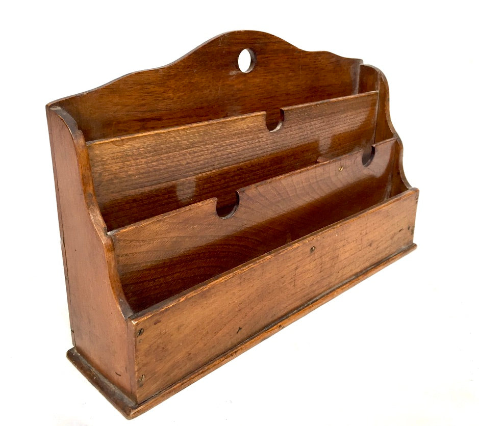Antique 1930s Wooden Oak Desktop Letter Rack / Stationery / Paper Holder&nbsp;