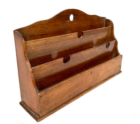 Antique 1930s Wooden Oak Desktop Letter Rack / Stationery / Paper Holder&nbsp;
