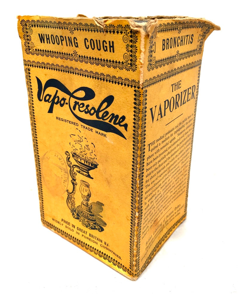 Antique Apothecary Vapo-Cresolene Vaporizer Set / Night Lamp Original Box c.1900