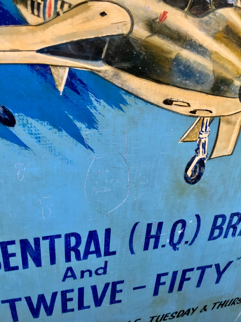 Antique Advertising Sign for the Liverpool RAF Association Royal Air Force c1970