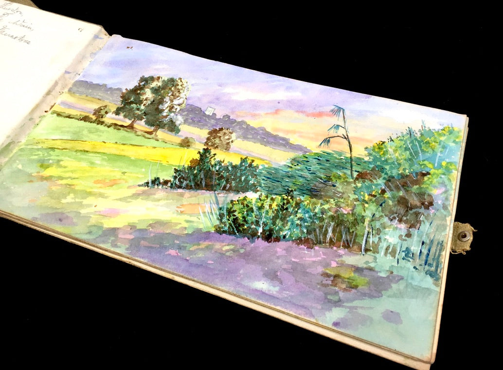 Antique 1920s Personal Artist Sketch Book Art Album Diary Drawings Watercolours