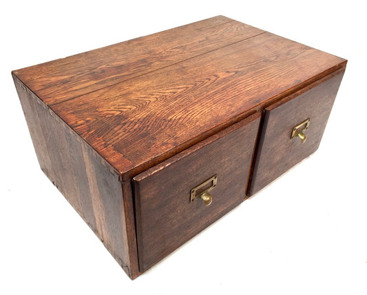 Antique 20th Century Tabletop Wooden Index Card Drawers / Storage Box c.1930