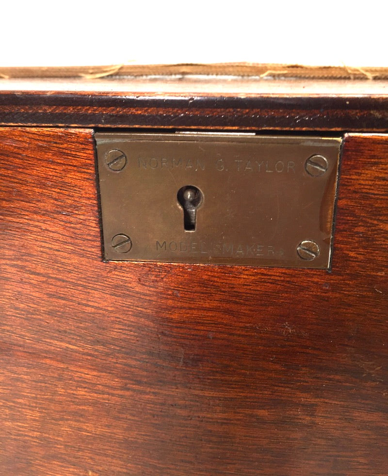 Antique Wooden Mid Century Engineers Toolbox / Collectors Cabinet / Storage Box
