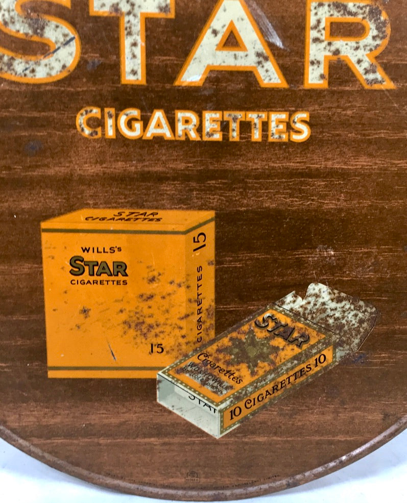Antique Advertising - Early 20th Century Tin Wall Sign for Wills Star Cigarettes