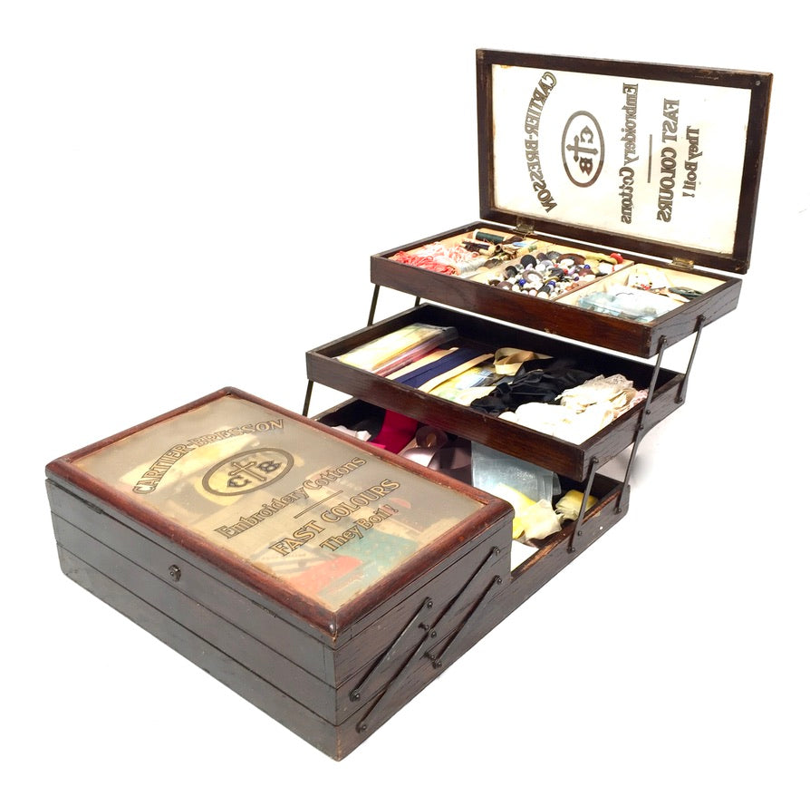 Antique Haberdashery Shop Display Cartier Bresson Cotton Cantilever Sewing Box
