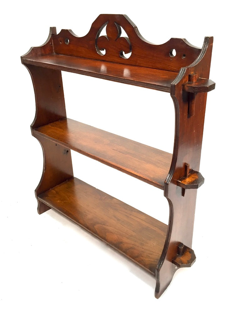 Antique Wooden Hand Carved Arts & Crafts Wall Hanging Peg Display Shelf & c1930s