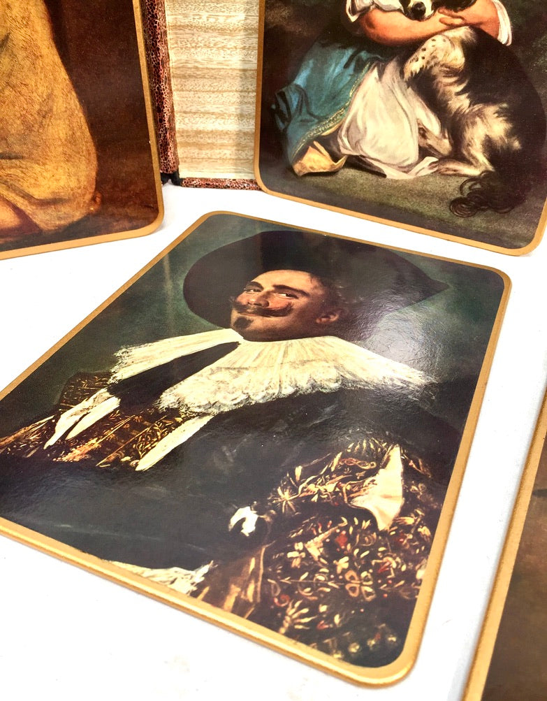 Vintage 1960s Complete Set of Win-El-Ware Table Mats Old Master Paintings In Box