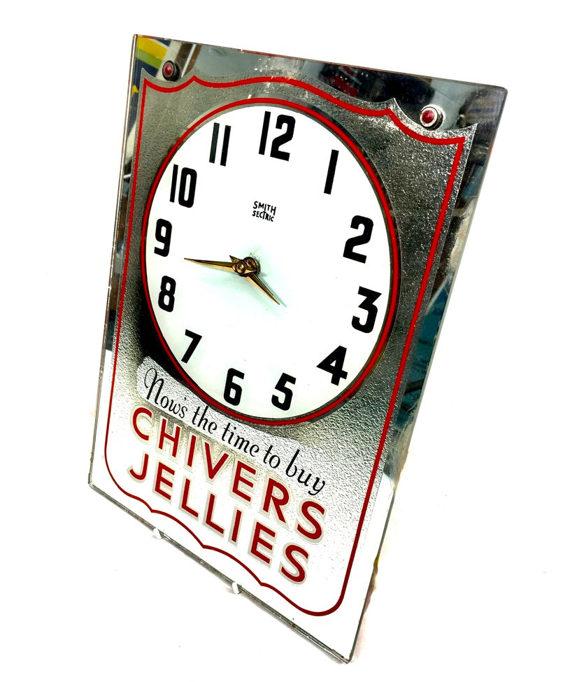 Antique Advertising - Chivers Jellies 1940s Smiths Electric Clock Sign / Working