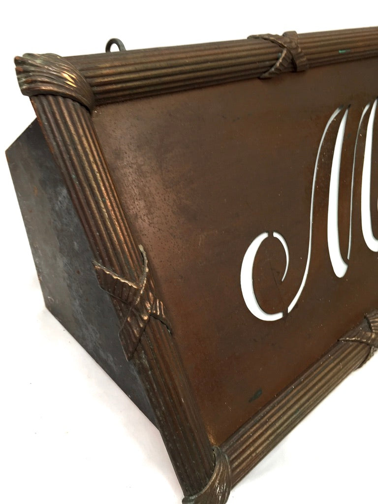 Antique Advertising - Art Deco Copper Lightbox Mens Wear Haberdashery Shop Sign